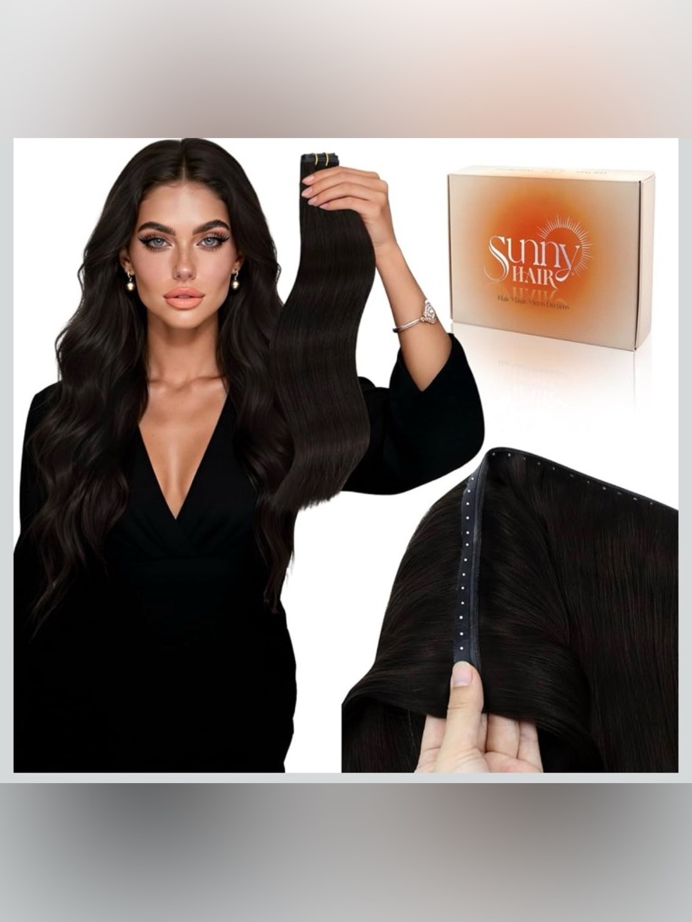 OVO Weft Extensions Real Human Hair Darkest Brown Butterfly Hair 20Inch 100G